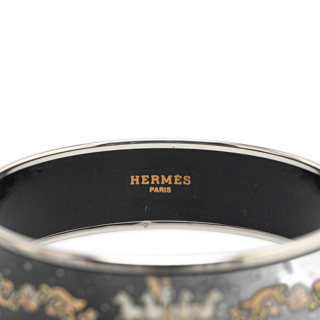 Hermès Wide Enamel Printed Horse Motif Bracelet - 4