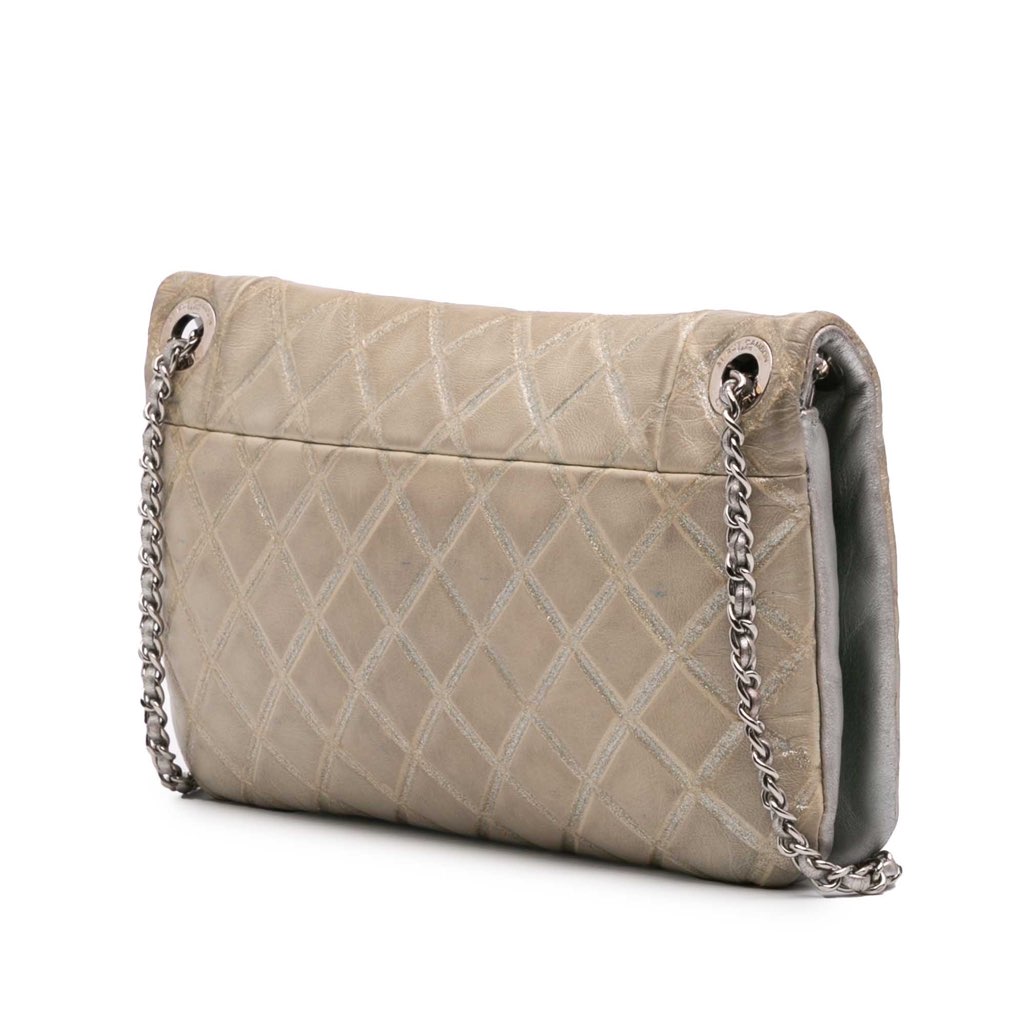 Chanel Quilted Metallic Distressed Lambskin CC Crystal Flap - Back view