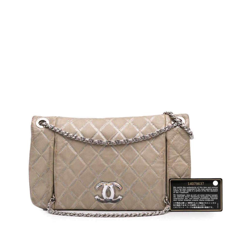 Chanel Quilted Metallic Distressed Lambskin CC Crystal Flap - Image 14