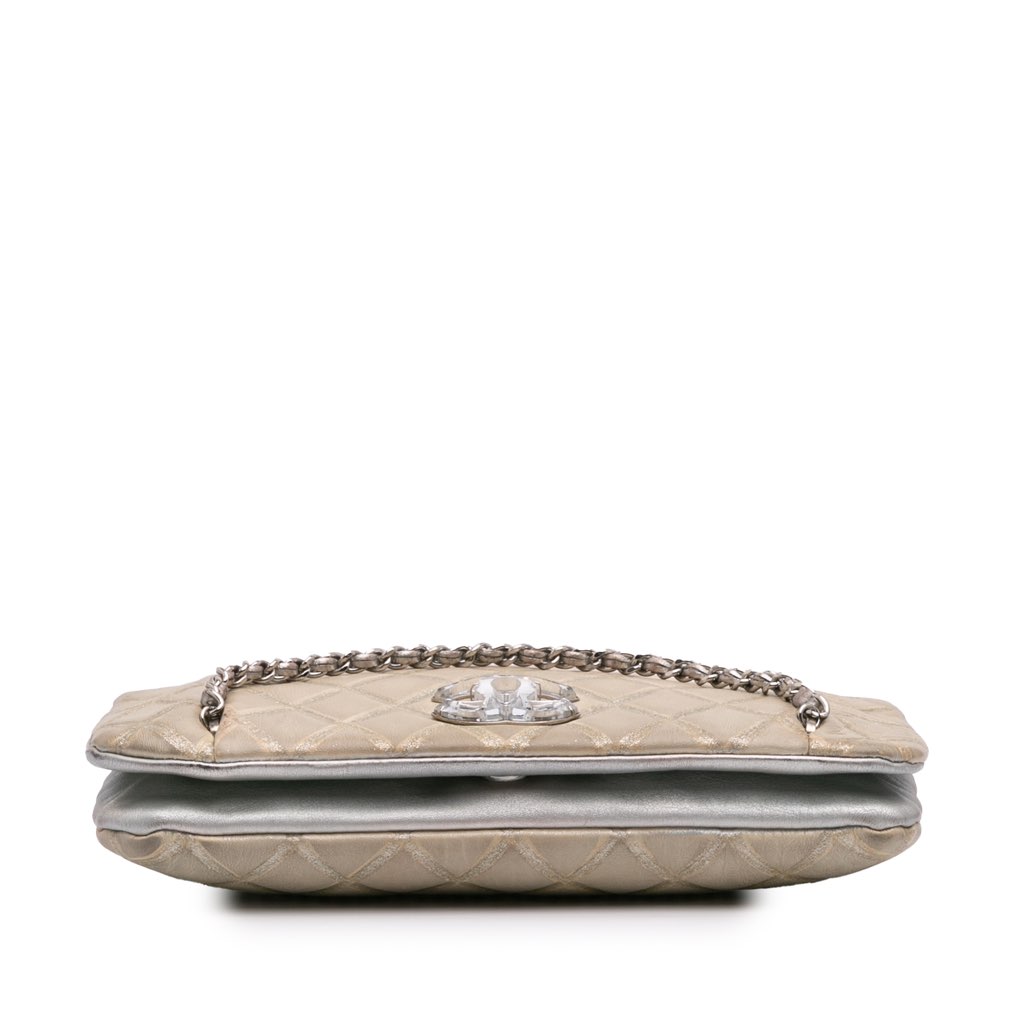 Chanel Quilted Metallic Distressed Lambskin CC Crystal Flap - Image 6