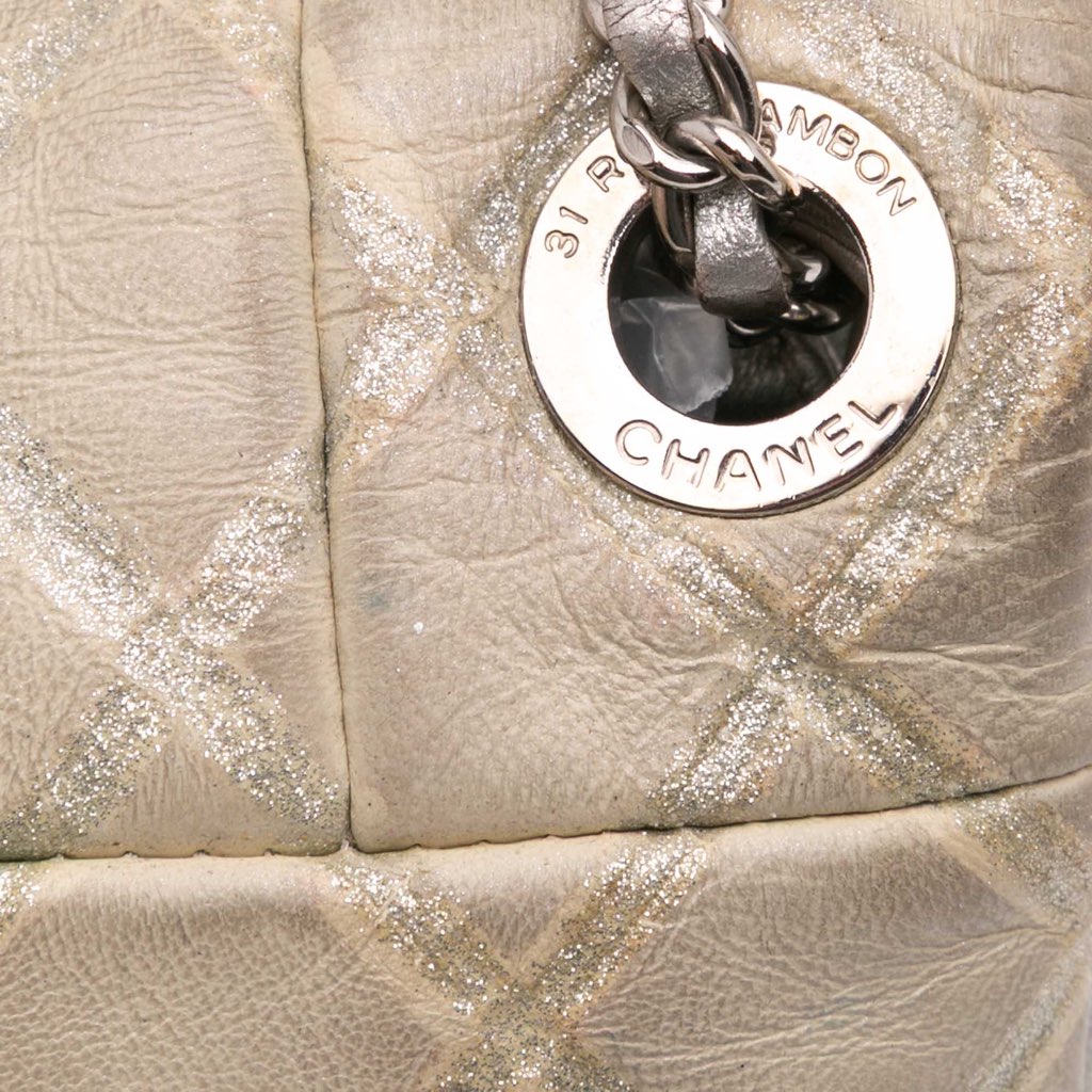 Chanel Quilted Metallic Distressed Lambskin CC Crystal Flap - Image 12