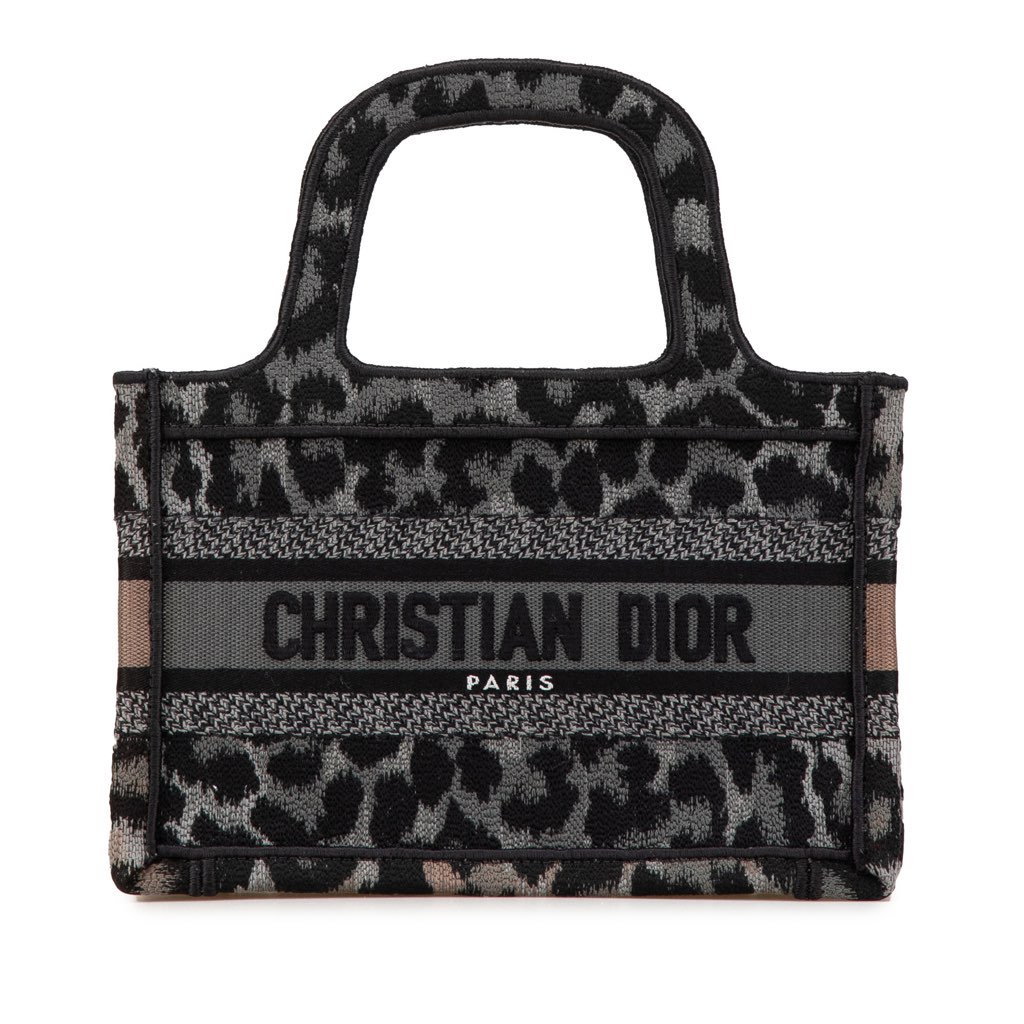Dior Mizza Mini Embroidered Canvas Leopard Book Tote