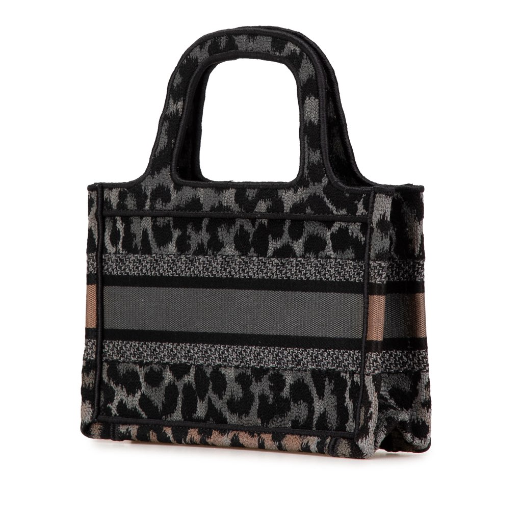 Dior Mizza Mini Embroidered Canvas Leopard Book Tote - Back view
