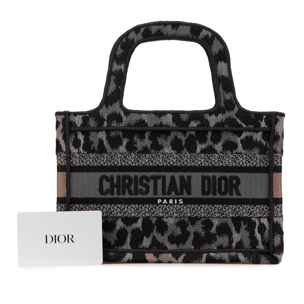 Dior Mizza Mini Embroidered Canvas Leopard Book Tote - Image 14