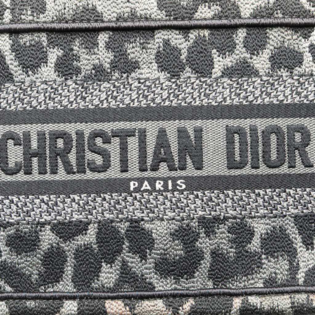 Dior Mizza Mini Embroidered Canvas Leopard Book Tote - Side view