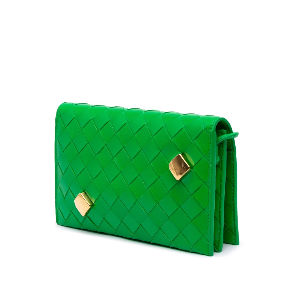 Bottega Veneta Nappa Intrecciato Studded Wallet On Strap - Back view