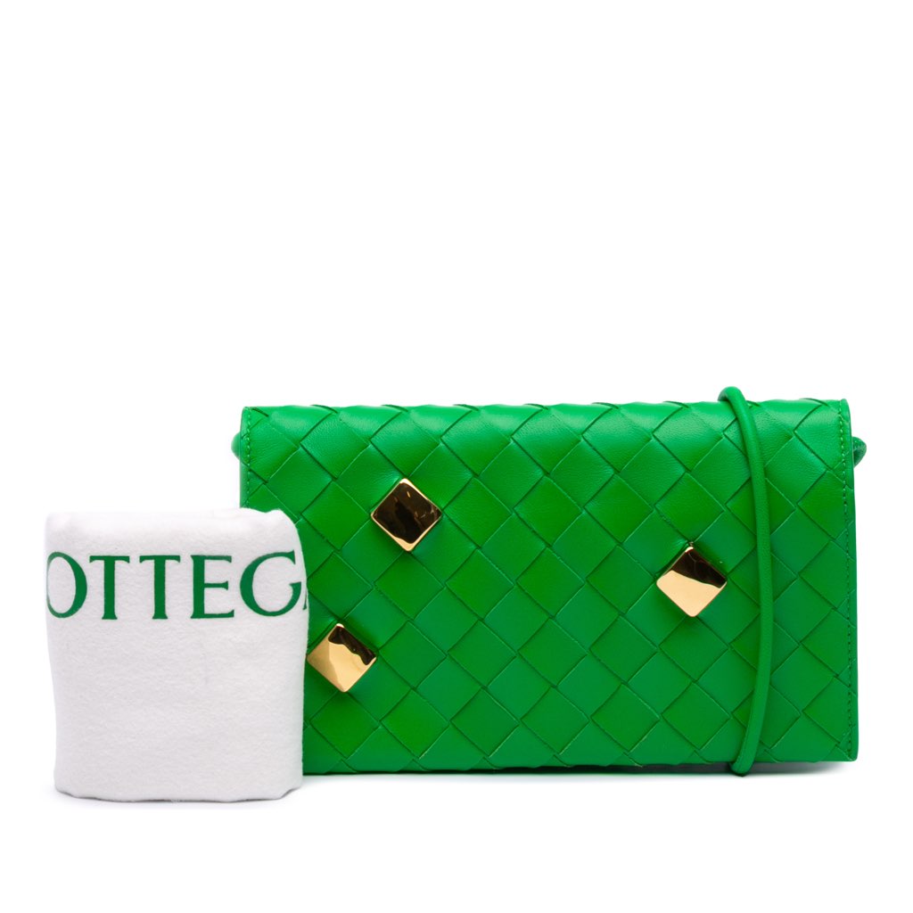 Bottega Veneta Nappa Intrecciato Studded Wallet On Strap - Image 11