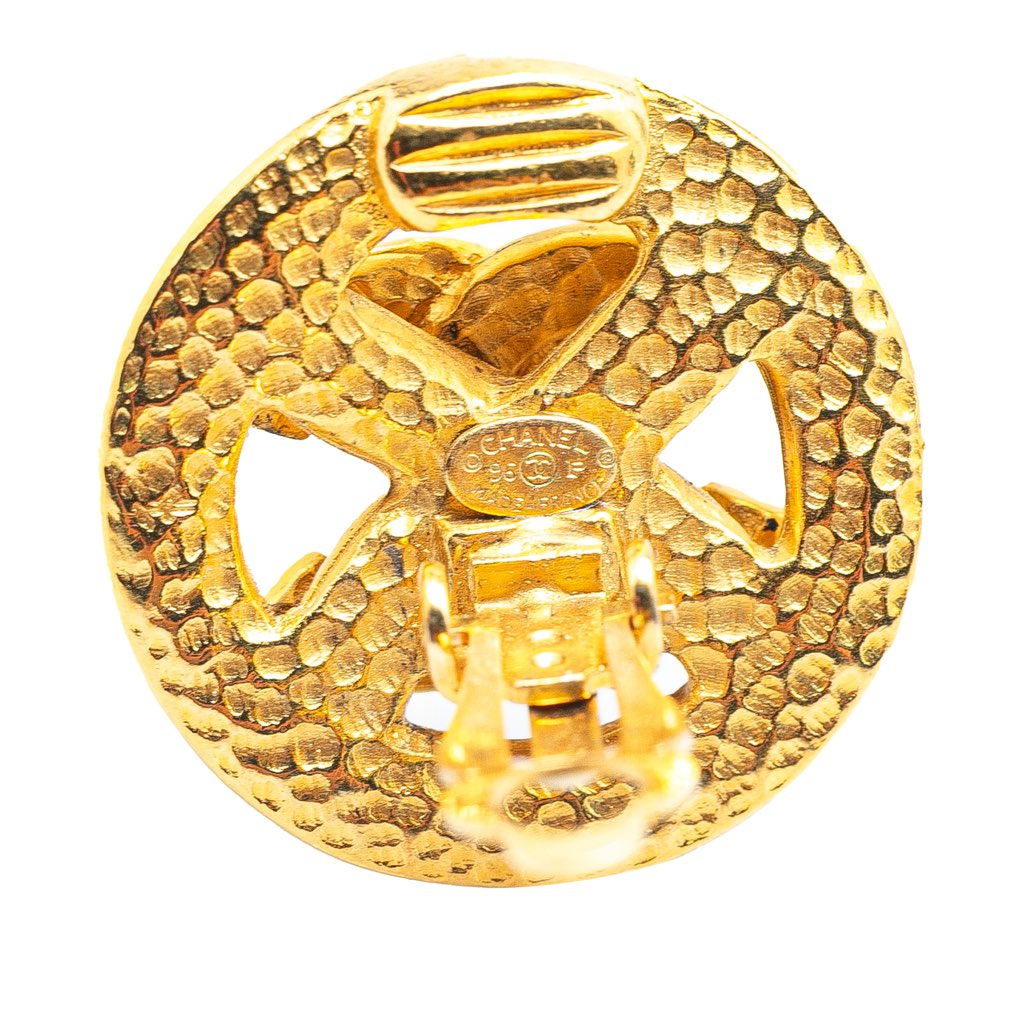 Chanel Gold Plated CC Round Clip On Earrings - Image 6