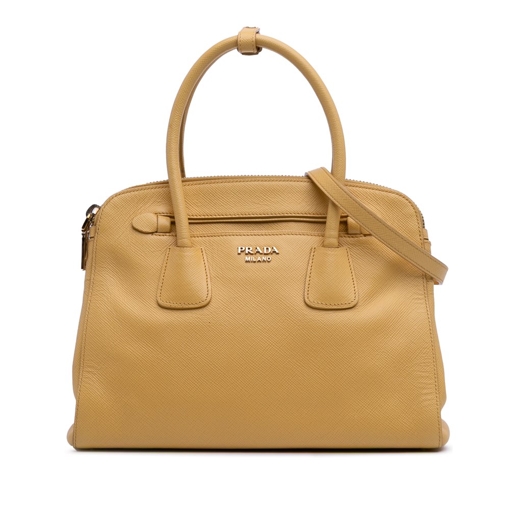 Prada Saffiano Cuir Double Zip Top Handle Bag