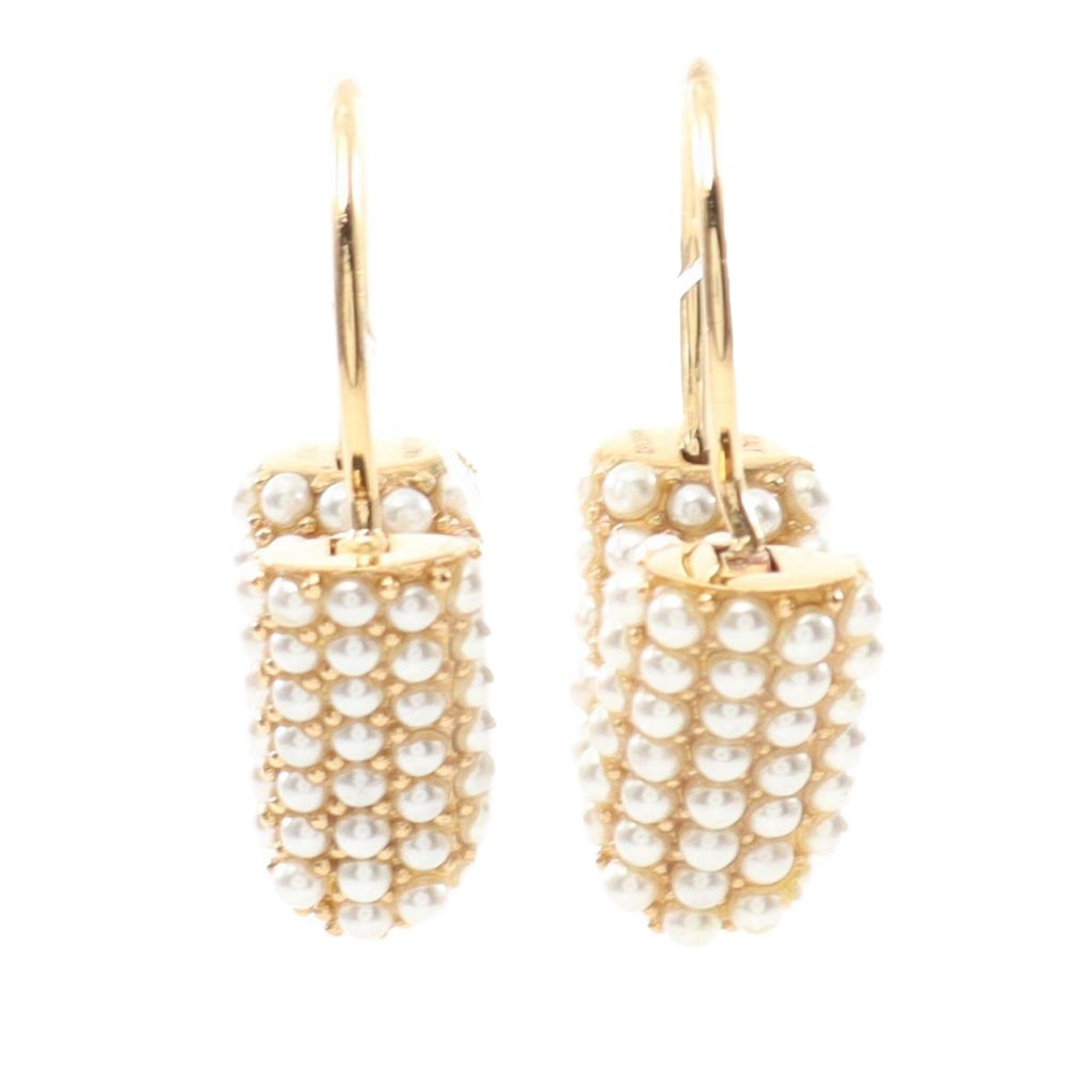 Louis Vuitton Gold Plated Brass and Pearls Essential V Hoop Earrings - 3