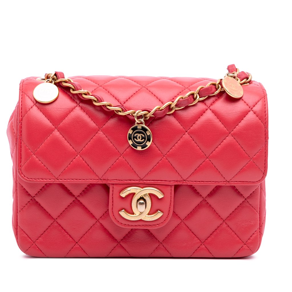 Chanel Mini Square Classic Lambskin Casino Royale Charms Single Flap