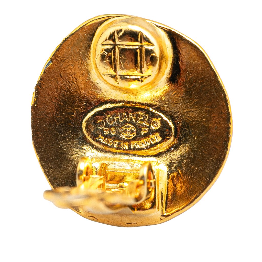 Chanel Gold Plated CC Round Clip On Earrings - 3