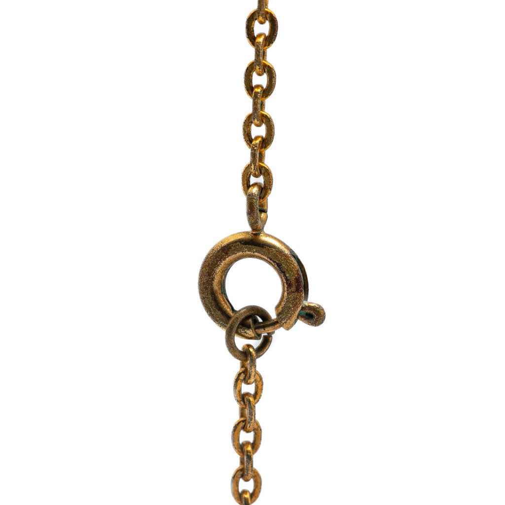 Chanel Gold Plated Rhinestones Clover Pendant Necklace - 4