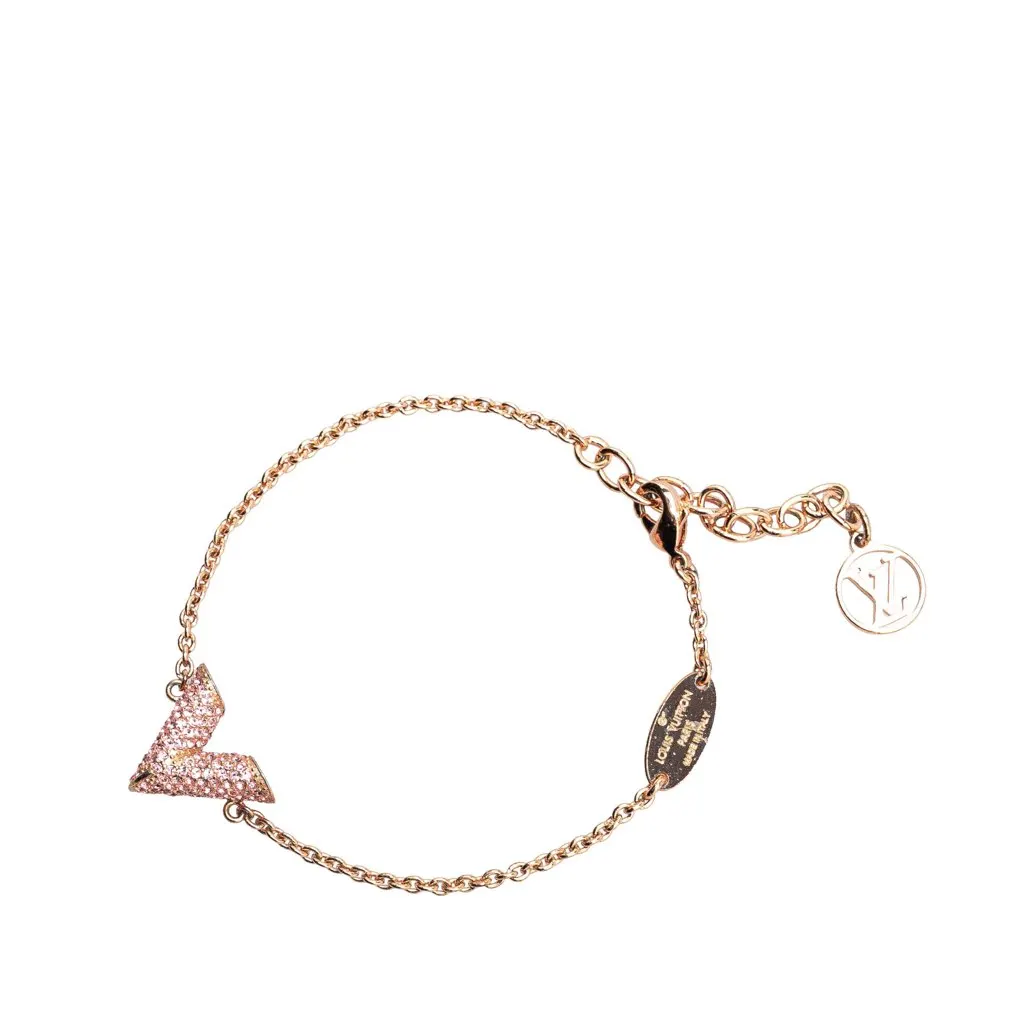 Louis Vuitton Rose Gold Crystal Essential V Supple Bracelet Pink Rose Gold Good - Back View