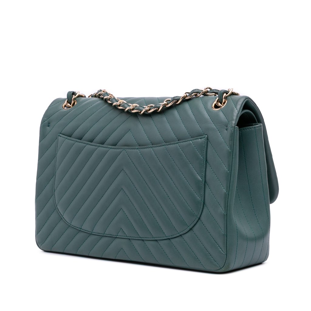 Chanel Jumbo Classic Chevron Lambskin Double Flap - Back view