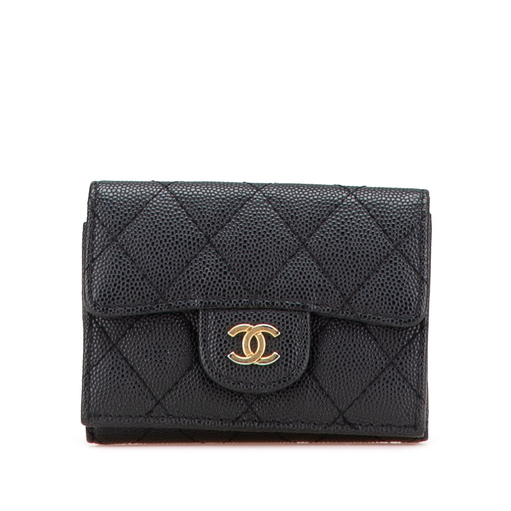 Chanel CC Quilted Caviar Trifold Wallet