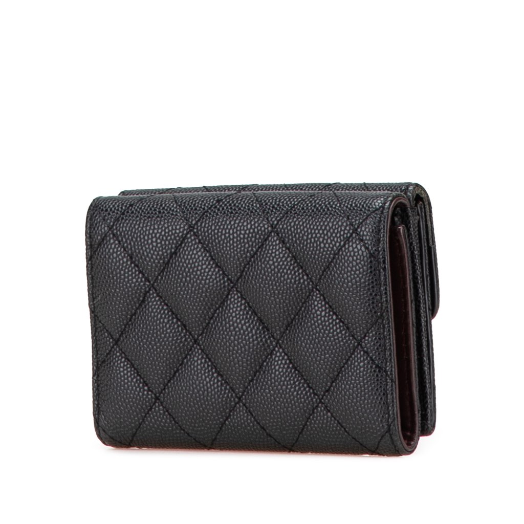 Chanel CC Quilted Caviar Trifold Wallet - 2