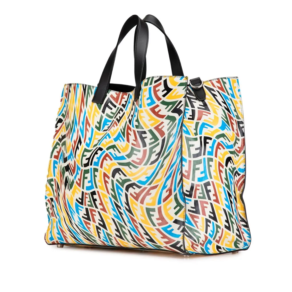 Fendi Sarah Coleman Leather Vertigo Shopper Tote White Leather Good - Front View