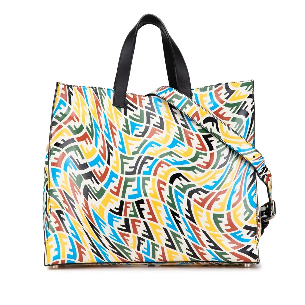 Fendi Sarah Coleman Leather Vertigo Shopper Tote White Leather Good - Back View