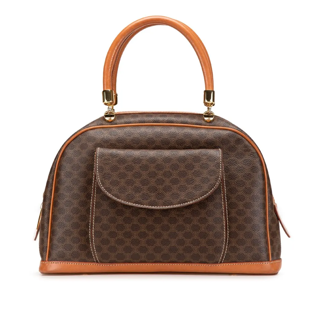 Celine Macadam Coated Canvas Handbag Brown Canvas Good - Front View