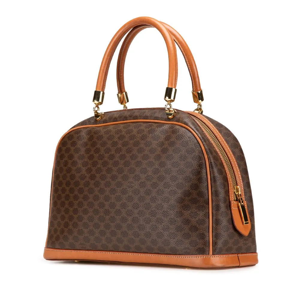 Celine Macadam Coated Canvas Handbag Brown Canvas Good - Back View