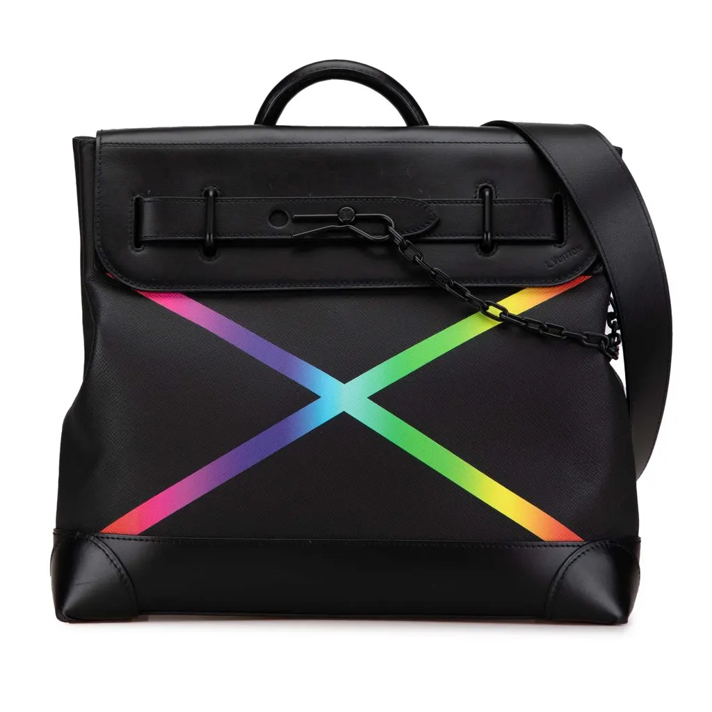 Louis Vuitton Taiga Rainbow Steamer PM Black Leather Never worn - Front View