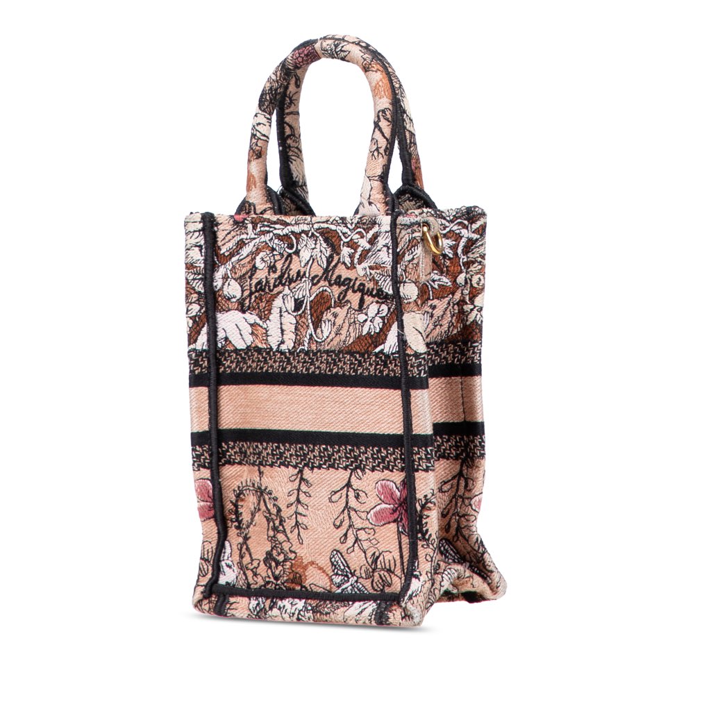Dior Mini Embroidered Canvas Jardin Magique Vertical Book Tote - Back view