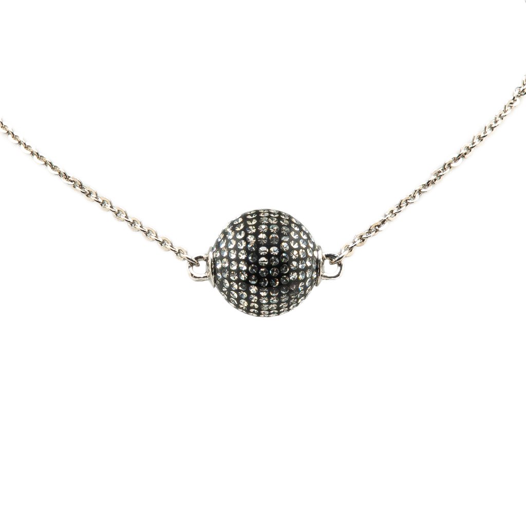 Chanel Silver Mirror Ball Pendant Necklace