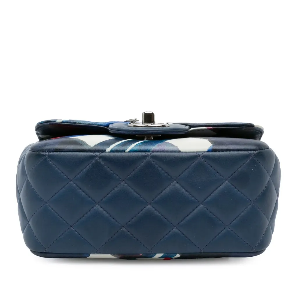Chanel Mini Square Classic Airlines Printed Lambskin Single Flap Blue Leather Good - Model View