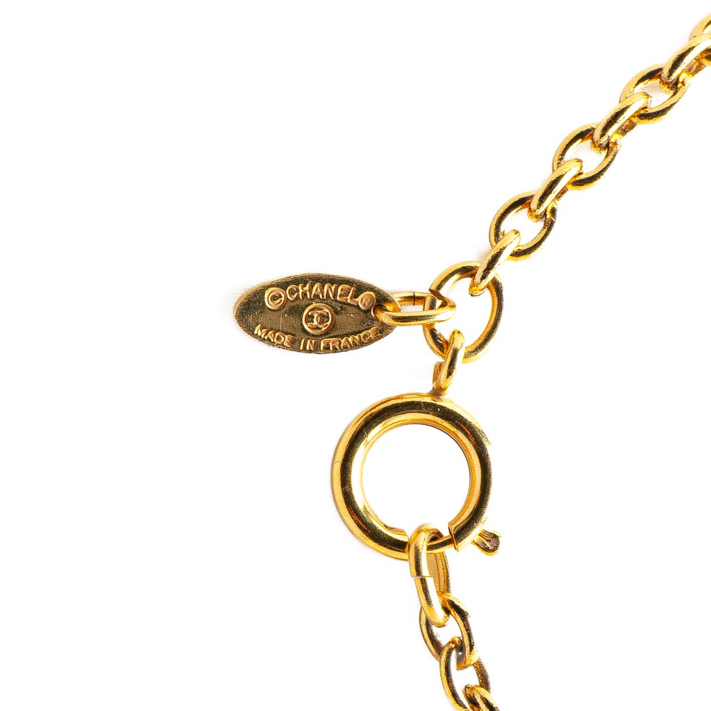 Chanel Gold Plated CC Quilted Pendant Necklace - 3
