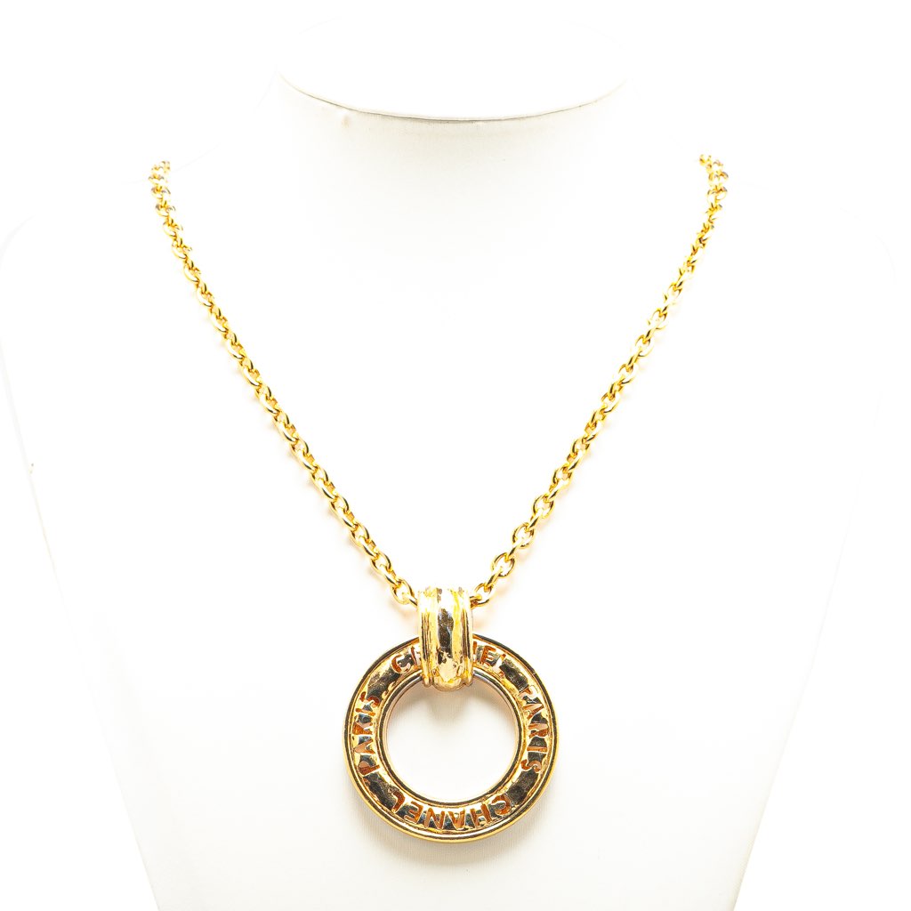 Chanel Gold Plated Circle Logo Pendant Necklace - 5