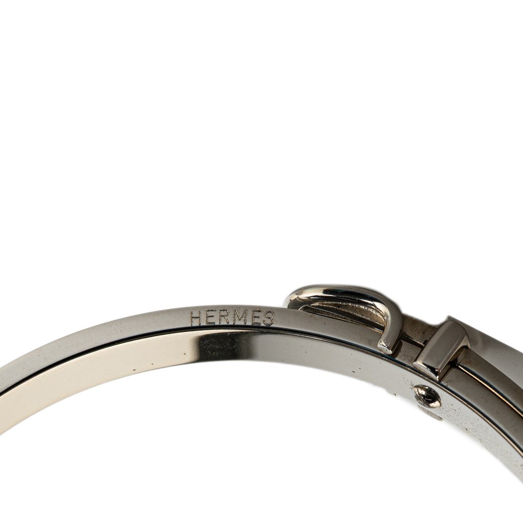 Hermès Palladium Plated Leather Belt Buckle Bangle - 5