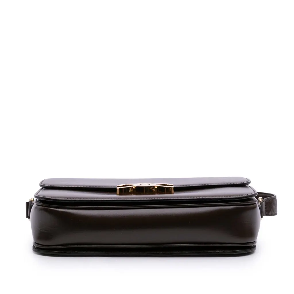 Celine Classique Shiny Calfskin Triomphe Crossbody Brown Leather Good - Inside View