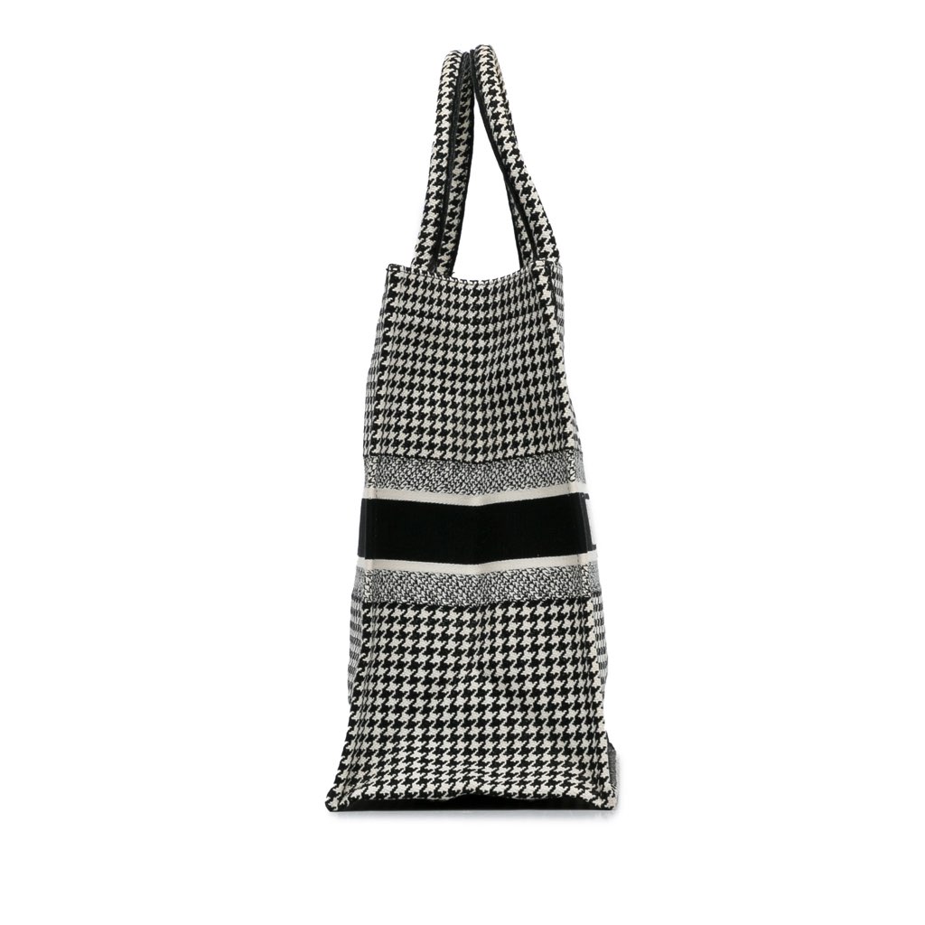 Dior Large Canvas Houndstooth Embroidered Book Tote - 3