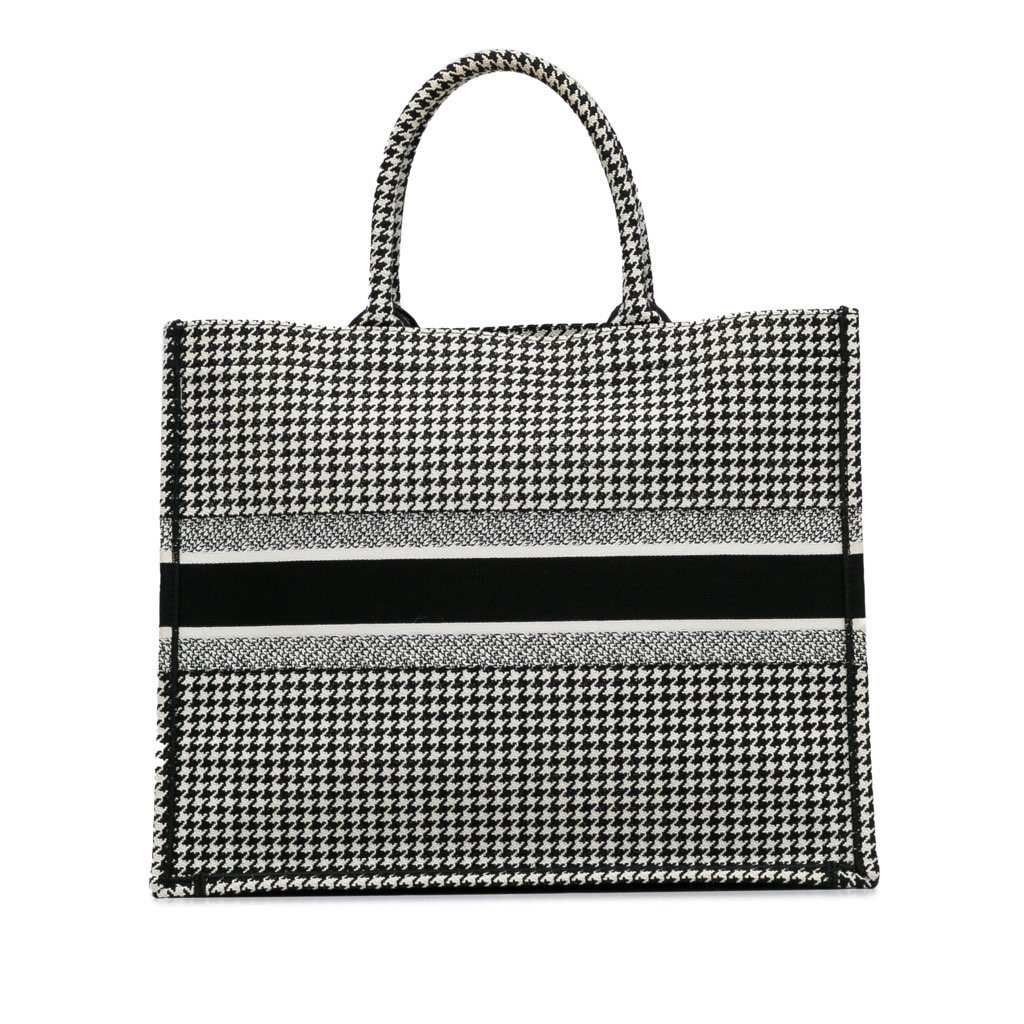 Dior Large Canvas Houndstooth Embroidered Book Tote - 4