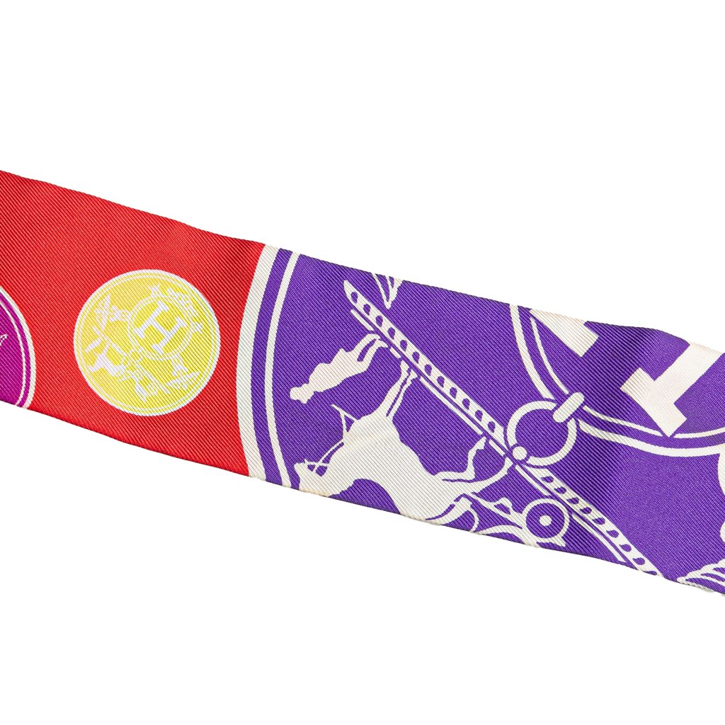 Hermès Ex Libris Twisty Silk Twilly Scarf - Detail 1