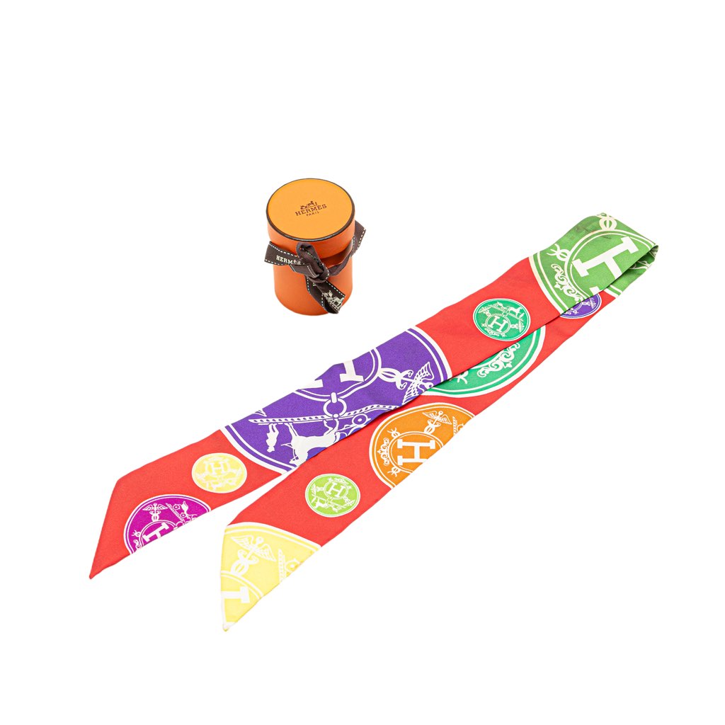 Hermès Ex Libris Twisty Silk Twilly Scarf - Image 10