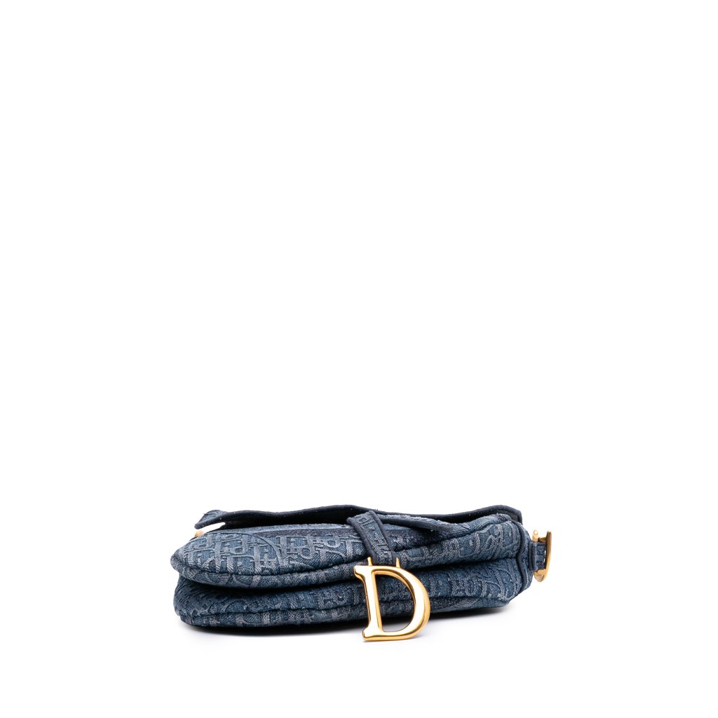 Dior Oblique Denim Embroidered Saddle Bag - 3