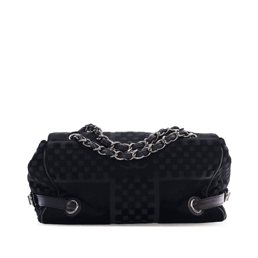 Chanel CC Check Embossed Velvet Belted Side Flap - 2