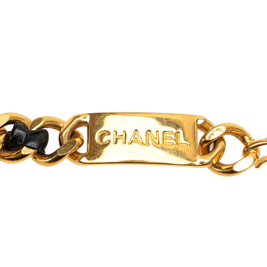 Chanel Gold Plated Medallion Leather Woven Chain Belt - 2