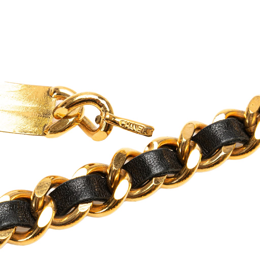 Chanel Gold Plated Medallion Leather Woven Chain Belt - 3