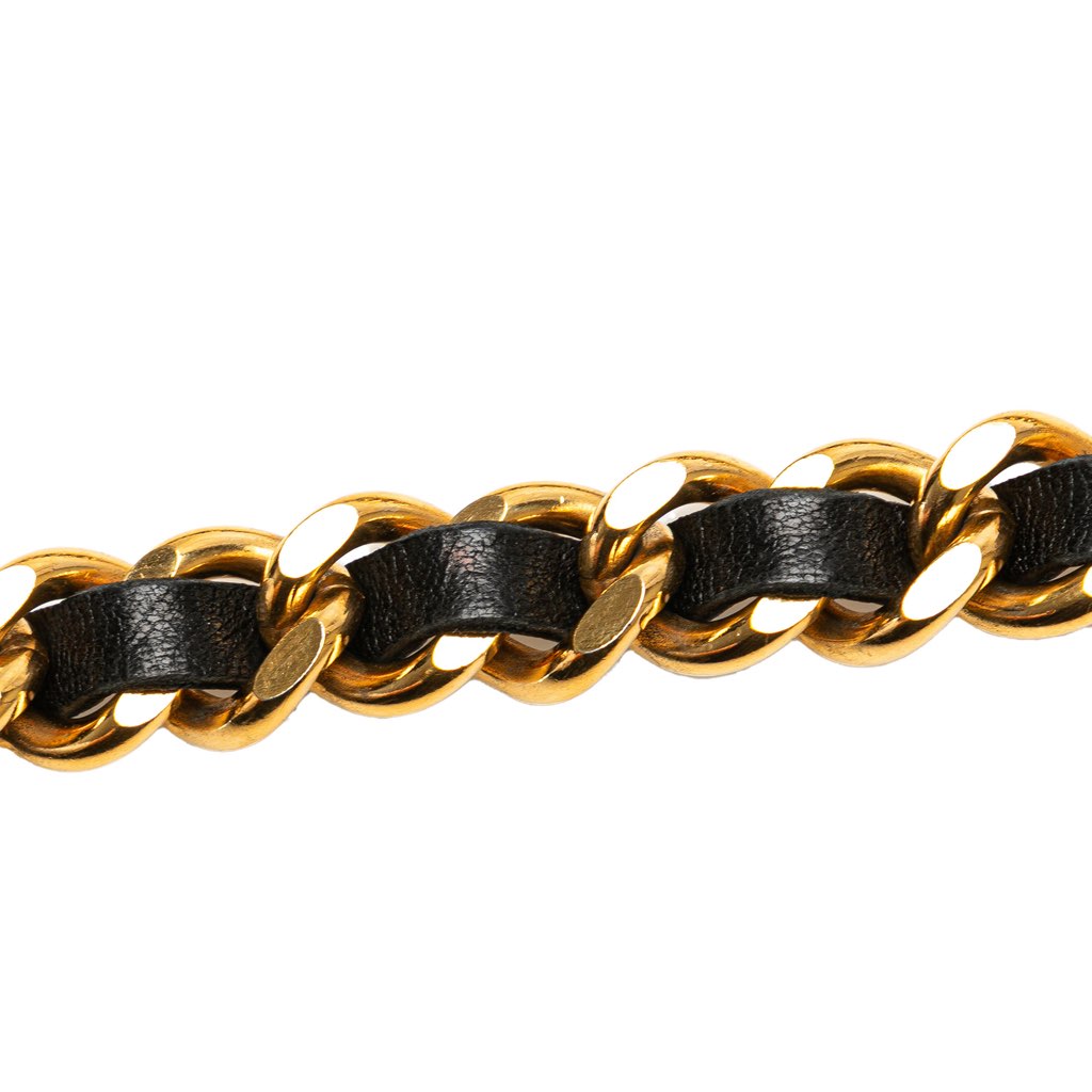 Chanel Gold Plated Medallion Leather Woven Chain Belt - 4