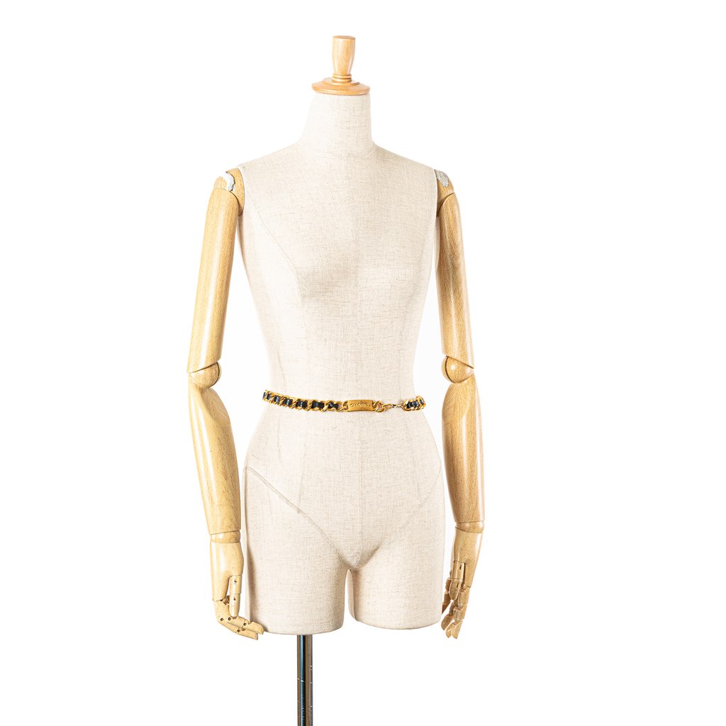 Chanel Gold Plated Medallion Leather Woven Chain Belt - 5