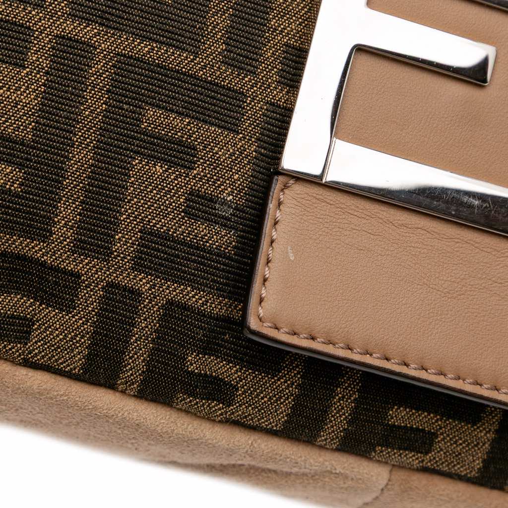 Fendi Large Zucca and Pequin Canvas Convertible Baguette Satchel - Detail 2