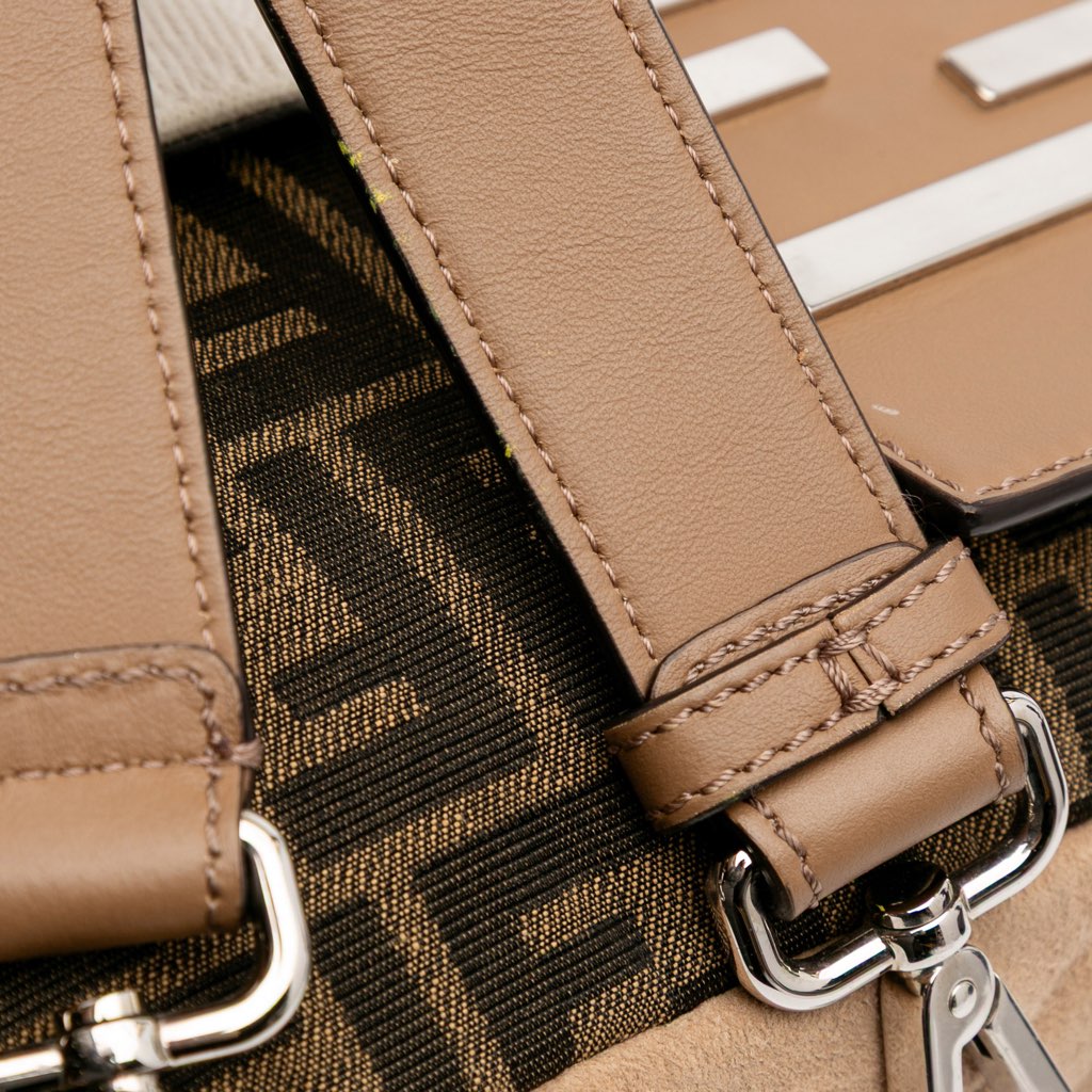 Fendi Large Zucca and Pequin Canvas Convertible Baguette Satchel - Image 12