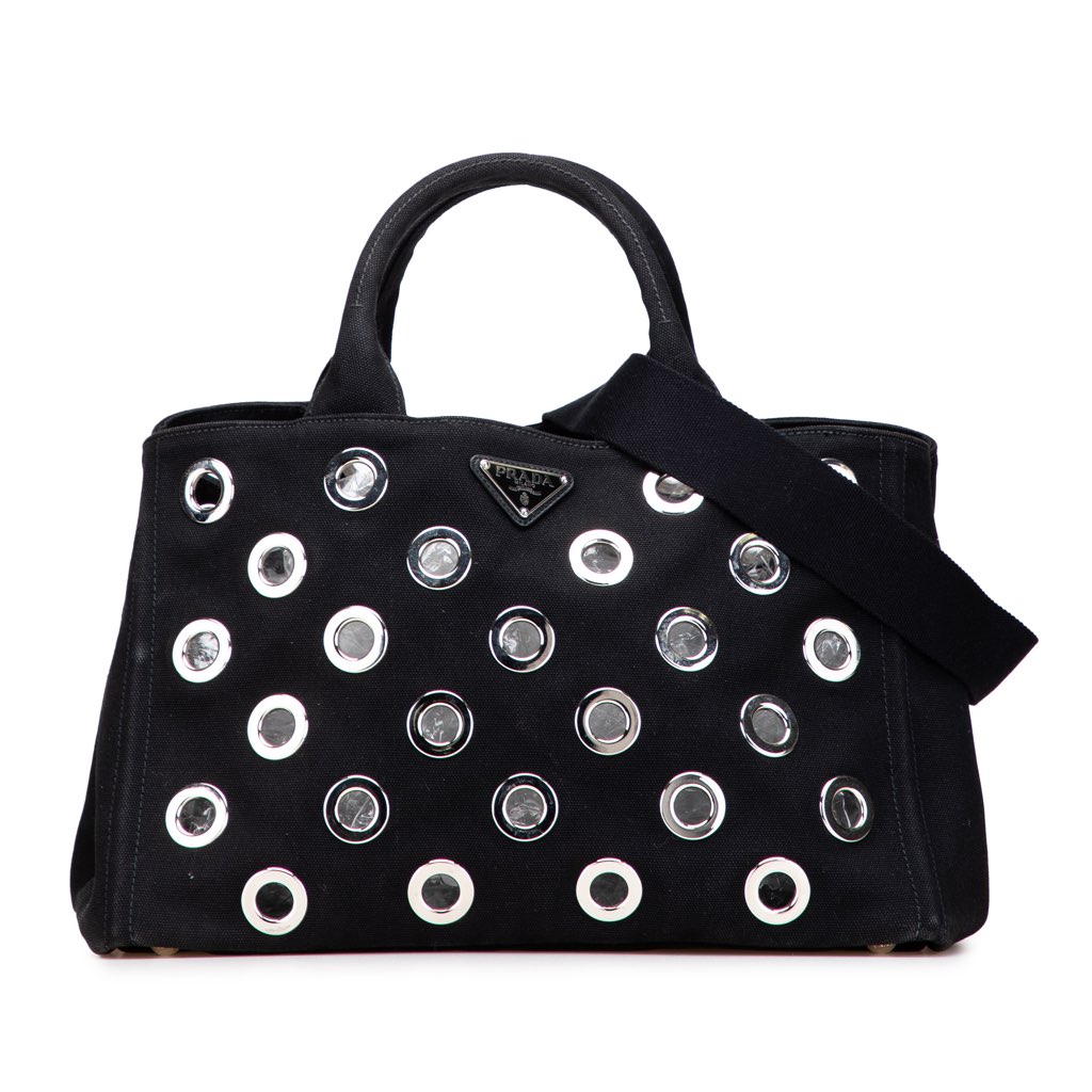 Prada Canvas Canapa Grommet Satchel