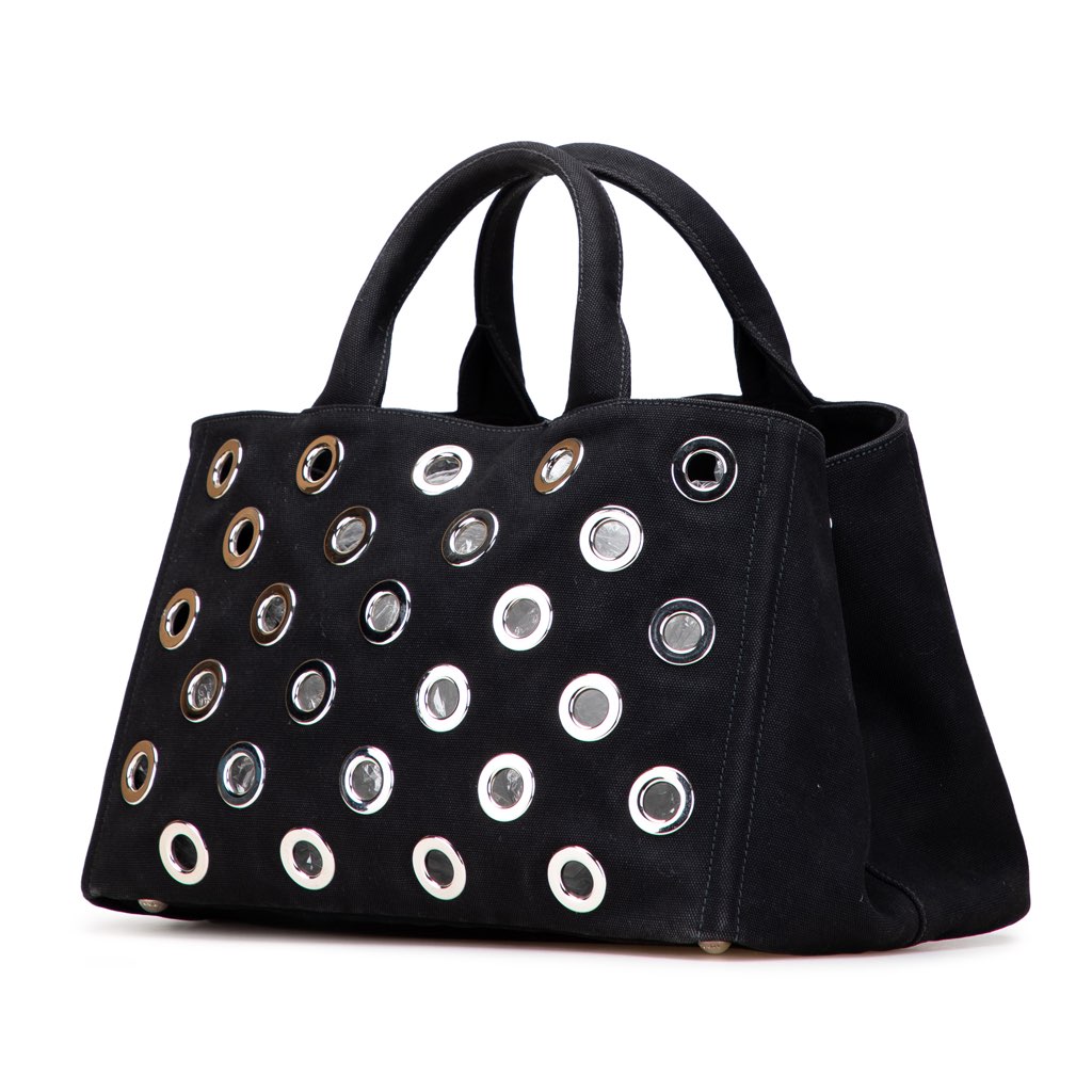 Prada Canvas Canapa Grommet Satchel - 2