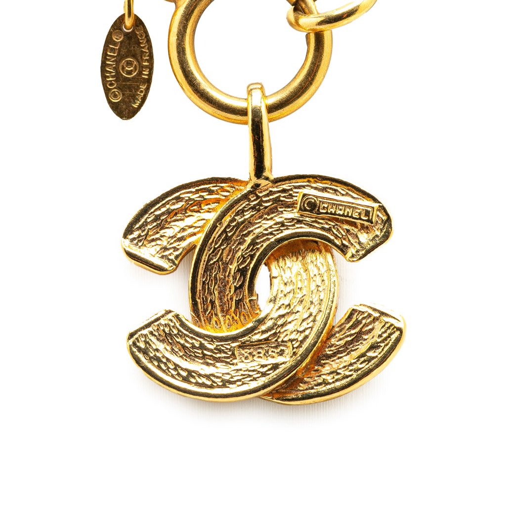 Chanel Gold Plated CC Quilted Pendant Necklace - 3