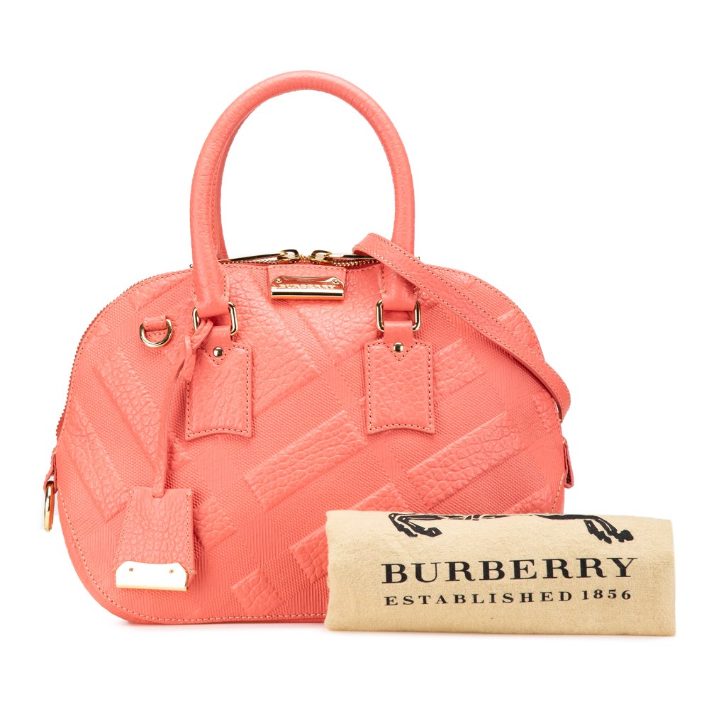 Burberry Small Heritage Grain Check Embossed Orchard Bowling Bag - Image 17