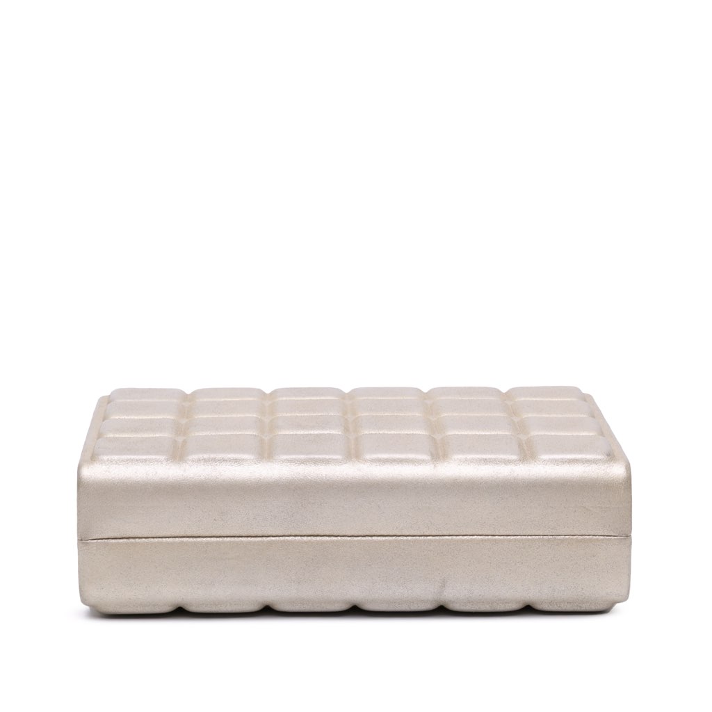 Chanel Chocolate Bar Metallic Lambskin Frame Clutch with Chain - Image 6